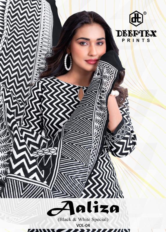 Deeptex aaliza black & white vol-4 ladies dress material wholesale price